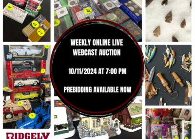 LIVE WEBCAST AUCTION – FRIDAY, OCTOBER 11TH, 2024 @ 7:00 PM – PREBID NOW!