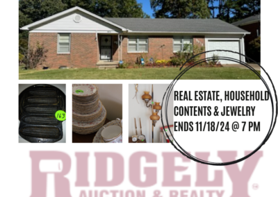 ONLINE ONLY – REAL ESTATE AND HOUSE CONTENTS – AUCTION ENDS NOVEMBER 18, 2024 @ 7 PM – CUDE