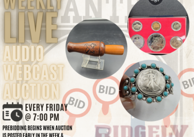 LIVE AUDIO WEBCAST ONLINE AUCTION NOVEMBER 01, 2024 @ 7 PM- PREBID NOW! (PREBID’S WILL END @ 6 PM 11/01/24 & THE LIVE WEBCAST WILL BEGIN @ 7:00 PM 11/01/24)