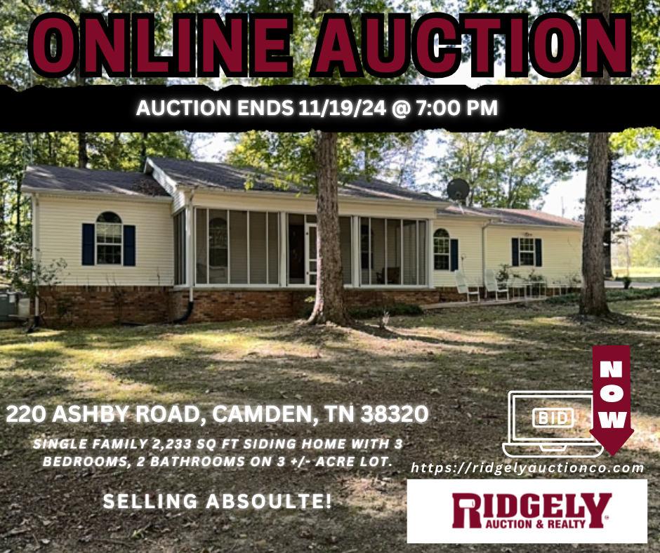 ONLINE ONLY AUCTION – ENDING 11/19/24 @ 7:00 PM – REAL ESTATE LOCATED ...