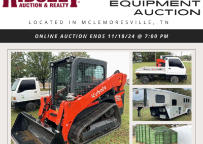 NOVEMBER ONLINE EQUIPMENT AUCTION – ENDS 11/18/24 @ 7:00 PM