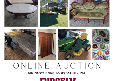 ONLINE ONLY: LAWNMOWERS, RV CARPORTS, FURNITURE AND MORE! AUCTION ENDS DECEMBER 9, 2024 @ 7 PM