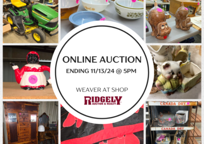 ONLINE ONLY: LAWNMOWERS, VINTAGE GLASSWARE, FURNITURE AND MORE! AUCTION ENDS NOVEMBER 13, 2024 @ 5 PM