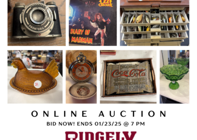 ONLINE ONLY AUCTION ENDING 01/23/25 @ 7 PM – ANTIQUES, GLASSWARE, JEWELRY, POCKET WATCHES, CAMERAS, HOME SECURITY SYSTEMS & MORE! – FRAZIER ANTIQUES