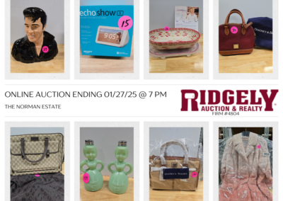 ONLINE ONLY AUCTION ENDING 01/27/25 @ 7 PM – DESIGNER PURSES, TEMPTATIONS, ELVIS COLLECTABLES, ELECTRONICS & MORE! – THE CAROLYN NORMAN ESTATE