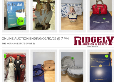 ONLINE ONLY AUCTION ENDS 02/10/25 @ 7 PM – NEW DOONEY & BURKE PURSES, ELVIS, MARILYN MONROE & GONE WITH THE WIND COLLECTABLES, TEMPTATIONS GLASSWARE, NEW ELECTRONICS & MUCH MORE! – THE CAROLYN NORMAN ESTATE