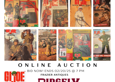 ONLINE ONLY AUCTION ENDS 02/20/25 @ 7 PM – GI JOES, QUILTS, ANTIQUES, GLASSWARE & MUCH MORE! – FRAZIER ANTIQUES