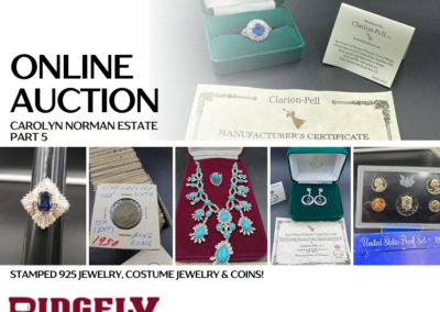 ONLINE ONLY AUCTION – STAMPED 925 JEWELRY, COSTUME JEWELRY & COINS! – CAROLYN NORMAN COLLECTION PART 5