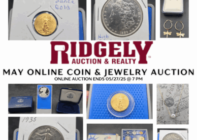 MAY ONLINE COIN & JEWELRY AUCTION ENDS 05/27/25 @ 7 PM – $5 GOLD COINS, MORGANS, LIBERTY HALF DOLLARS, PROOF SETS, JEWELRY & MORE! DON’T MISS!