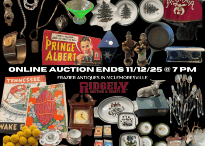 ONLINE ONLY AUCTION ENDS 11/12/25 @ 7 PM – FRAZIER ANTIQUES IN MCLEMORESVILLE
